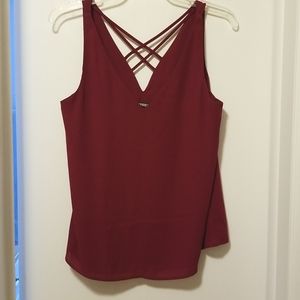 Pretty maroon tank with back crisscross straps detail